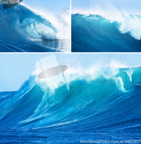 Image of Collage of photos with sea waves