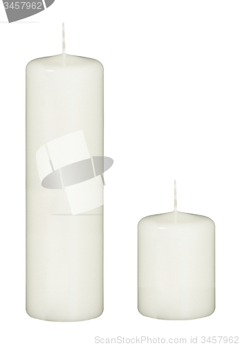 Image of big and small candles isolated
