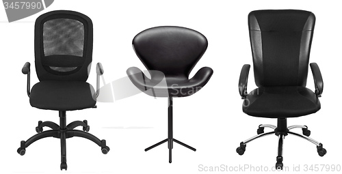 Image of The office chair from black leather. Isolated