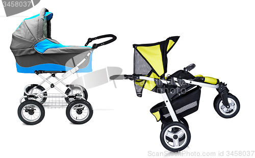 Image of modern prams isolated