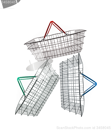 Image of shopping baskets on white background