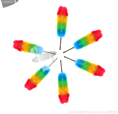 Image of set of soft colorful duster isolated