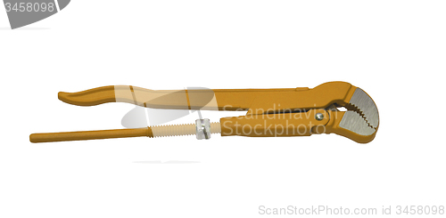 Image of Yellow monkey wrench used for plumbing isolated on a white background