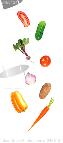 Image of Falling fresh color vegetables
