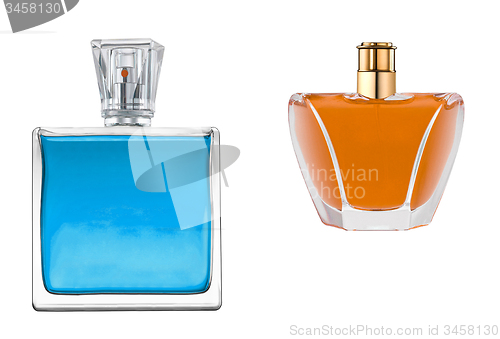 Image of two perfume in beautiful bottles isolated