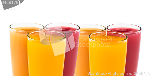 Image of Tropical juices in glasses close up