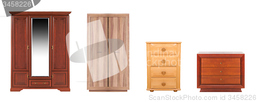 Image of different modern wooden wardrobes