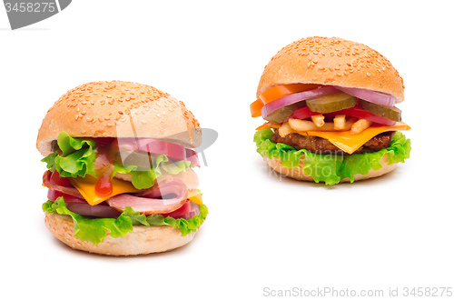Image of cheeseburgers isolated on white