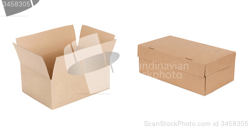 Image of open and closed boxes isolated on white