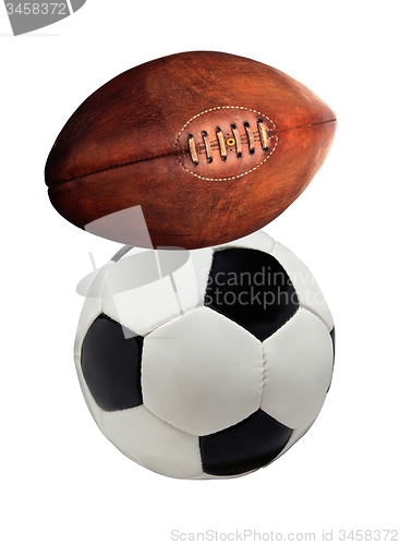 Image of Football and rugby ball isolated