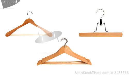 Image of wooden clothes hanger set