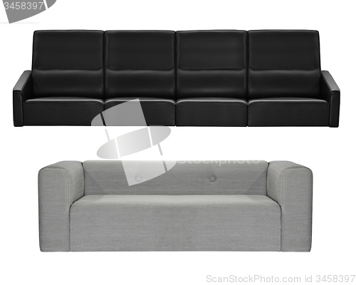 Image of grey and black modern sofa isolated