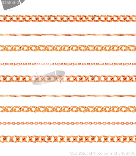 Image of Gold chains on white background