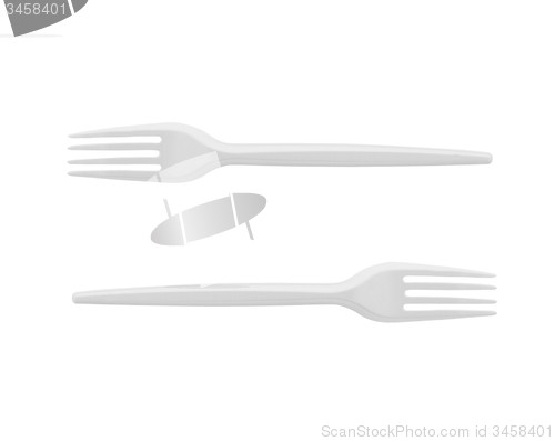 Image of Plastic Forks on White Background