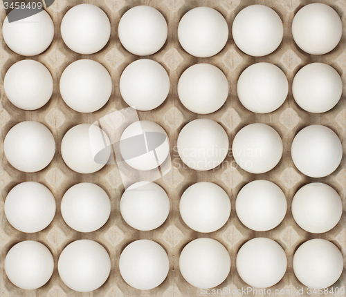 Image of twenty four of white eggs in box
