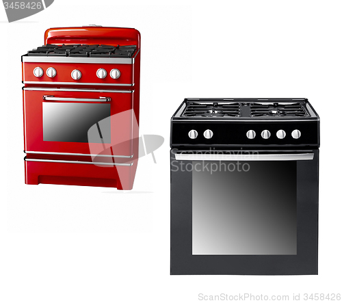 Image of black and red gas cooker 