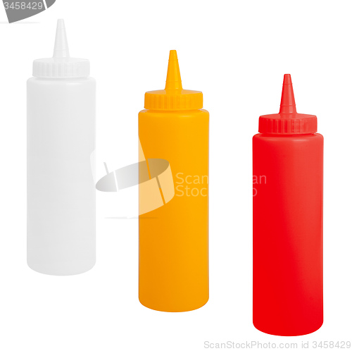 Image of bottles of mustard, ketchup and mayonnaise