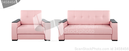 Image of Pink sofa and armchair