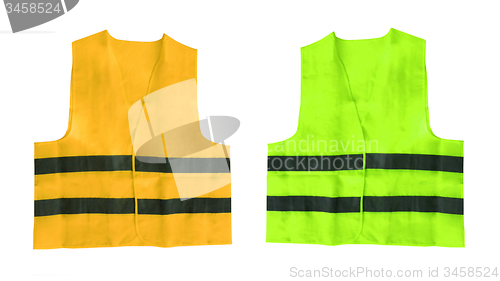 Image of yellow and green safety vest isolated