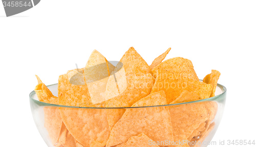 Image of the nachos chips in bowl close up