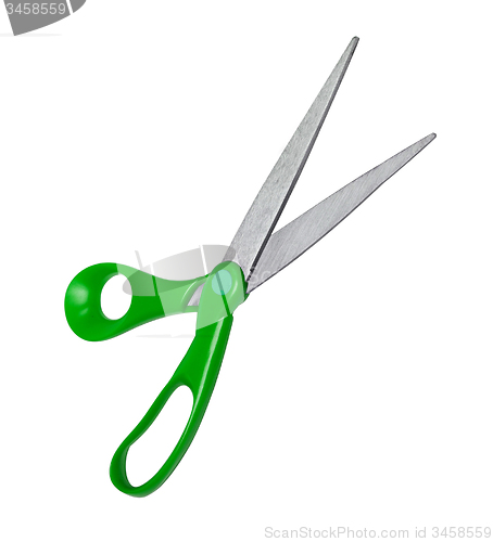 Image of Green scissors isolated on white background