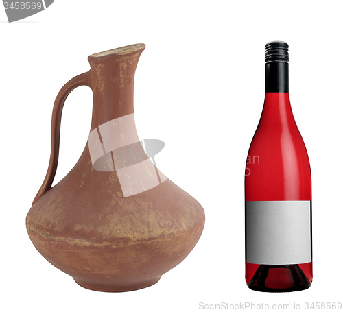 Image of Ancient wine jug isolated on white background.