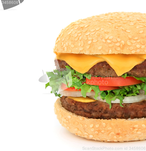 Image of big hamburger close-up