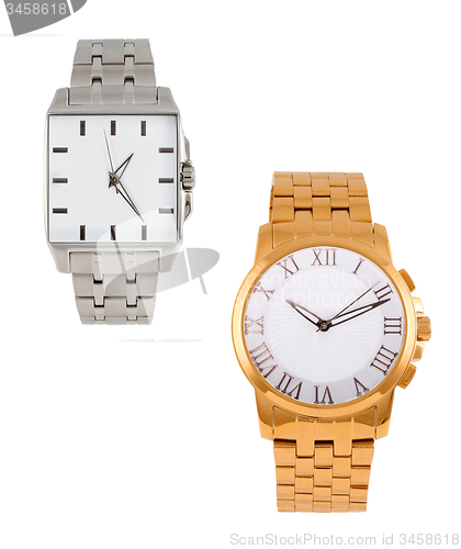 Image of golden and silver modern wrist watch