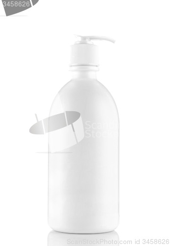 Image of Plastic Clean White Bottle With Dispenser Pump