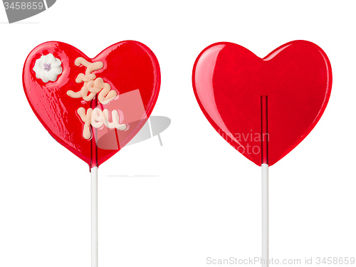 Image of red heart-lollipops