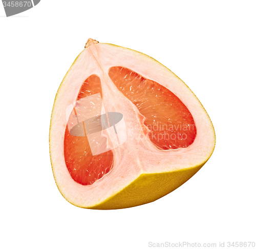 Image of half of fresh pink grapefruit