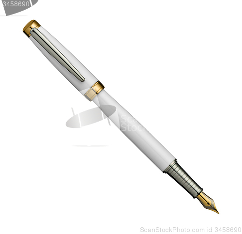 Image of White biro or ball point pen, isolated on white