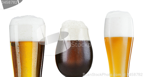 Image of Glass of beer with isolated on white