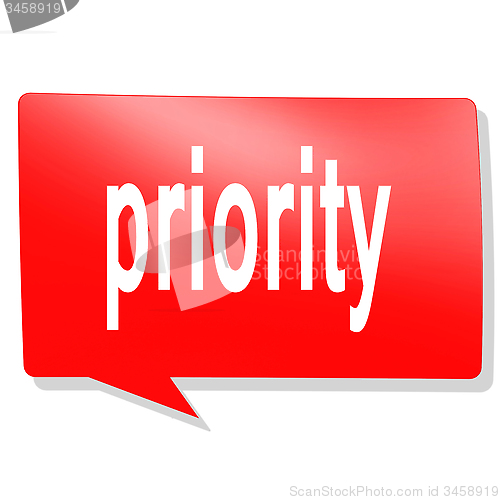 Image of Priority word on red speech bubble