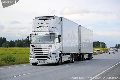 Image of Scania G450 Reefer Truck on the Road