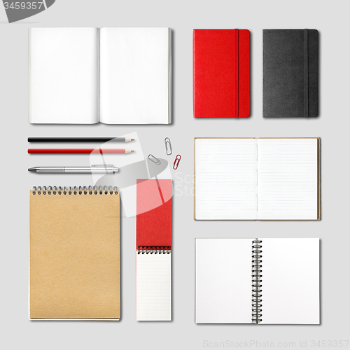 Image of stationery books and notebooks mockup