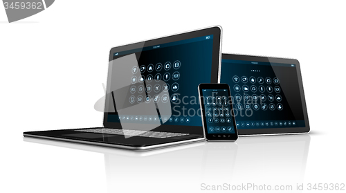 Image of Smartphone tablet pc and Laptop