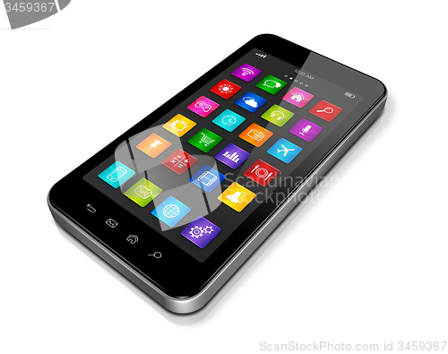 Image of High Tech Smartphone with apps icons interface