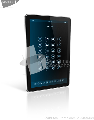 Image of tablet pc with apps icons interface