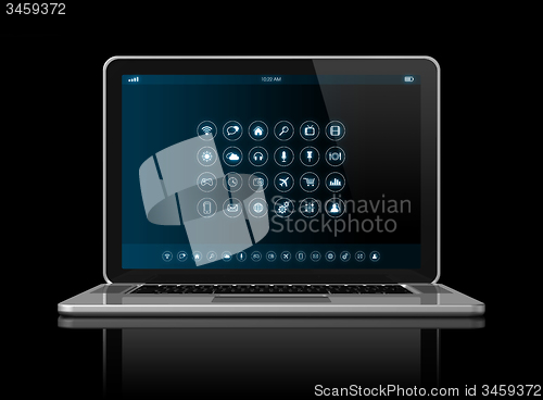 Image of Laptop Computer - apps icons interface