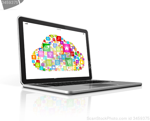 Image of Cloud Computing Symbol on a laptop