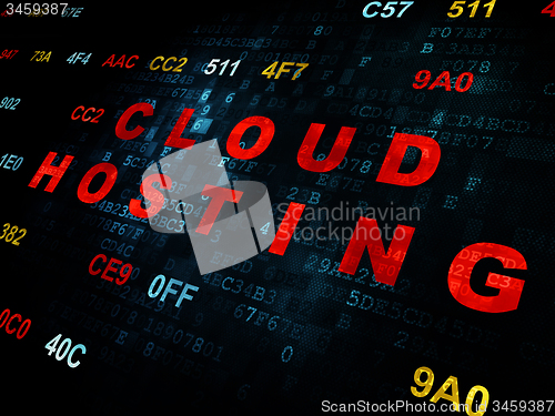 Image of Cloud technology concept: Cloud Hosting on Digital background