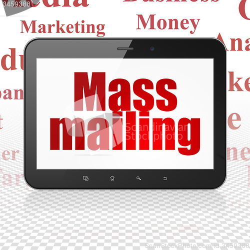 Image of Marketing concept: Tablet Computer with Mass Mailing on display
