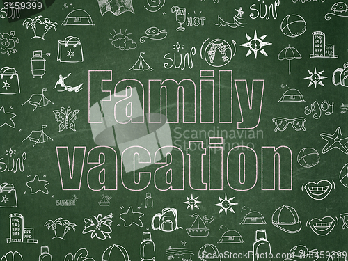 Image of Travel concept: Family Vacation on School Board background