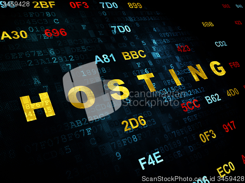 Image of Web development concept: Hosting on Digital background