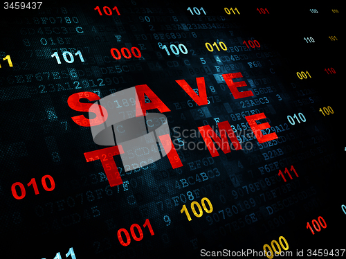 Image of Time concept: Save Time on Digital background