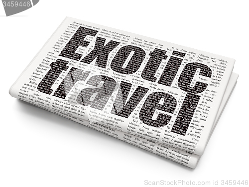 Image of Travel concept: Exotic Travel on Newspaper background