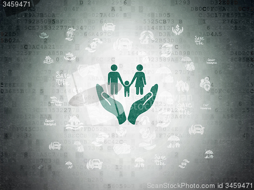 Image of Insurance concept: Family Insurance on Digital Paper background