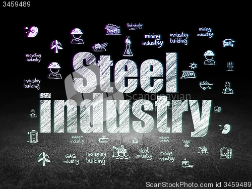 Image of Manufacuring concept: Steel Industry in grunge dark room