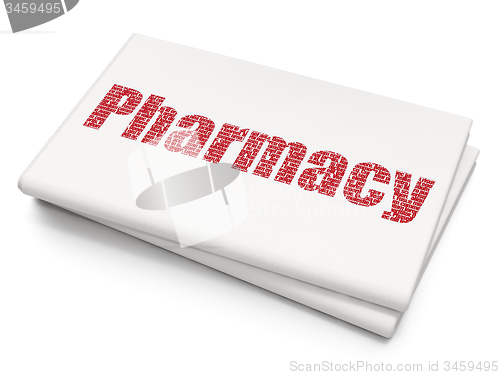 Image of Medicine concept: Pharmacy on Blank Newspaper background